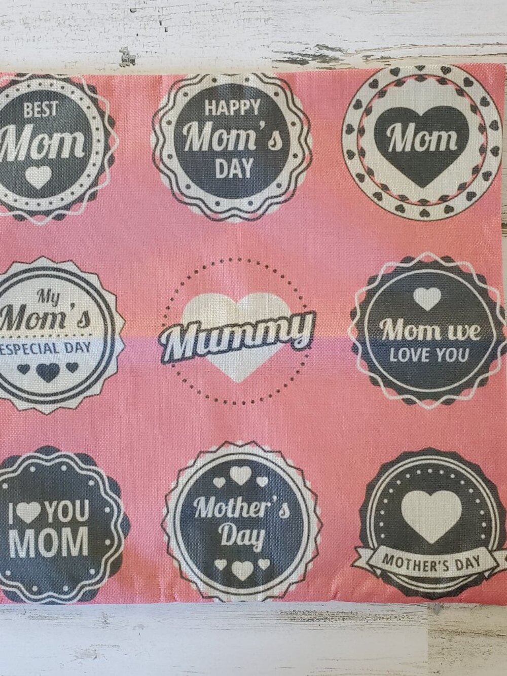 Burlap Mother's Day Accent Throw Pillow Cover NEW